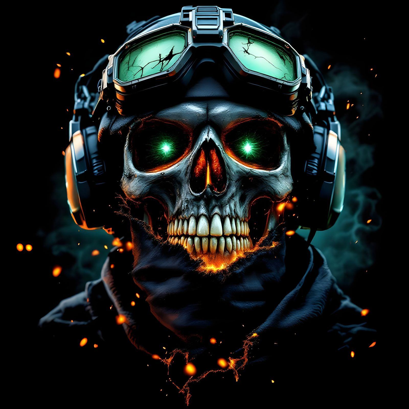 Hyperrealistic Skull with Tactical Mask T-Shirt Design