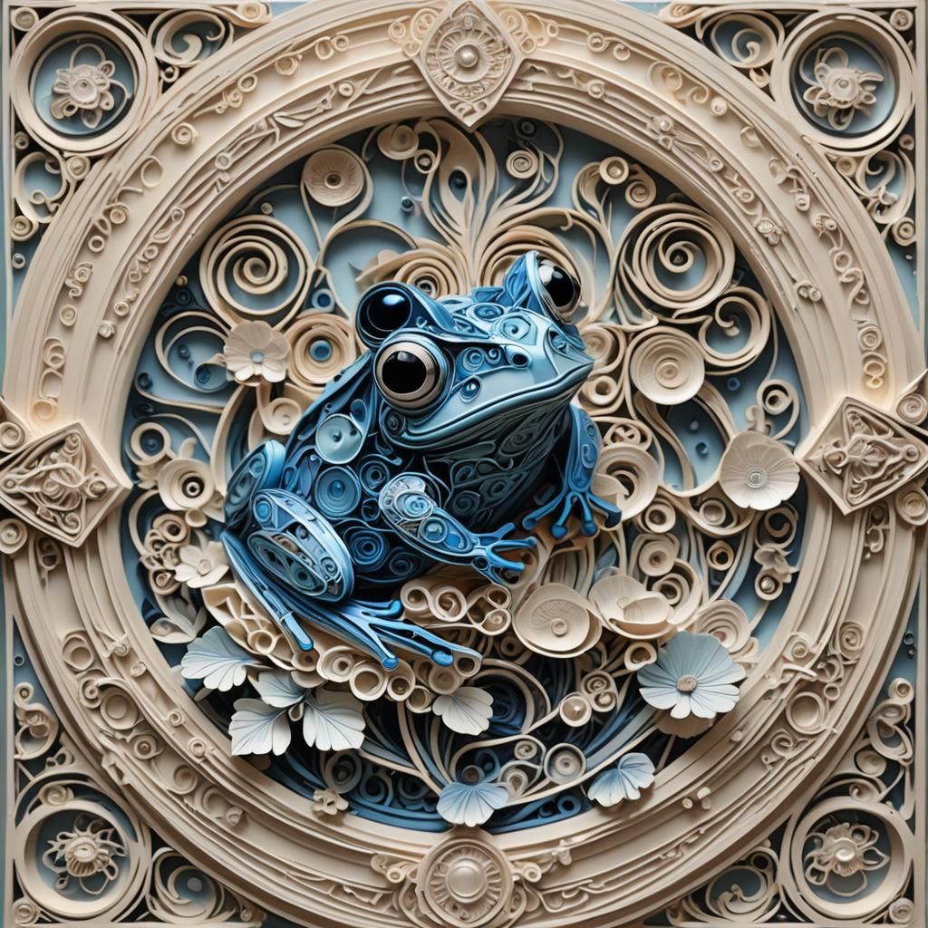 Futuristic Royal Frog in Art Deco Style