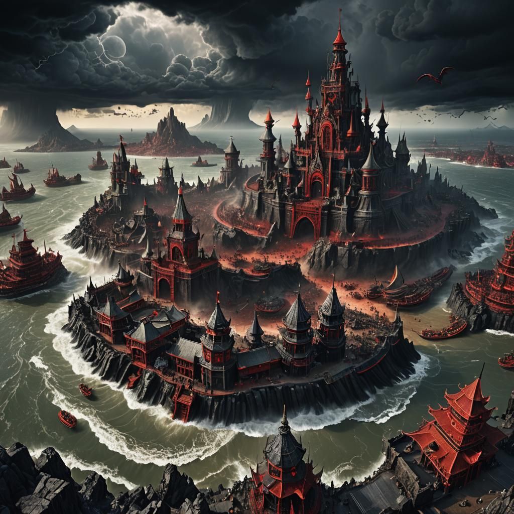 Stormy Black Rock City of the Dragon Ruler