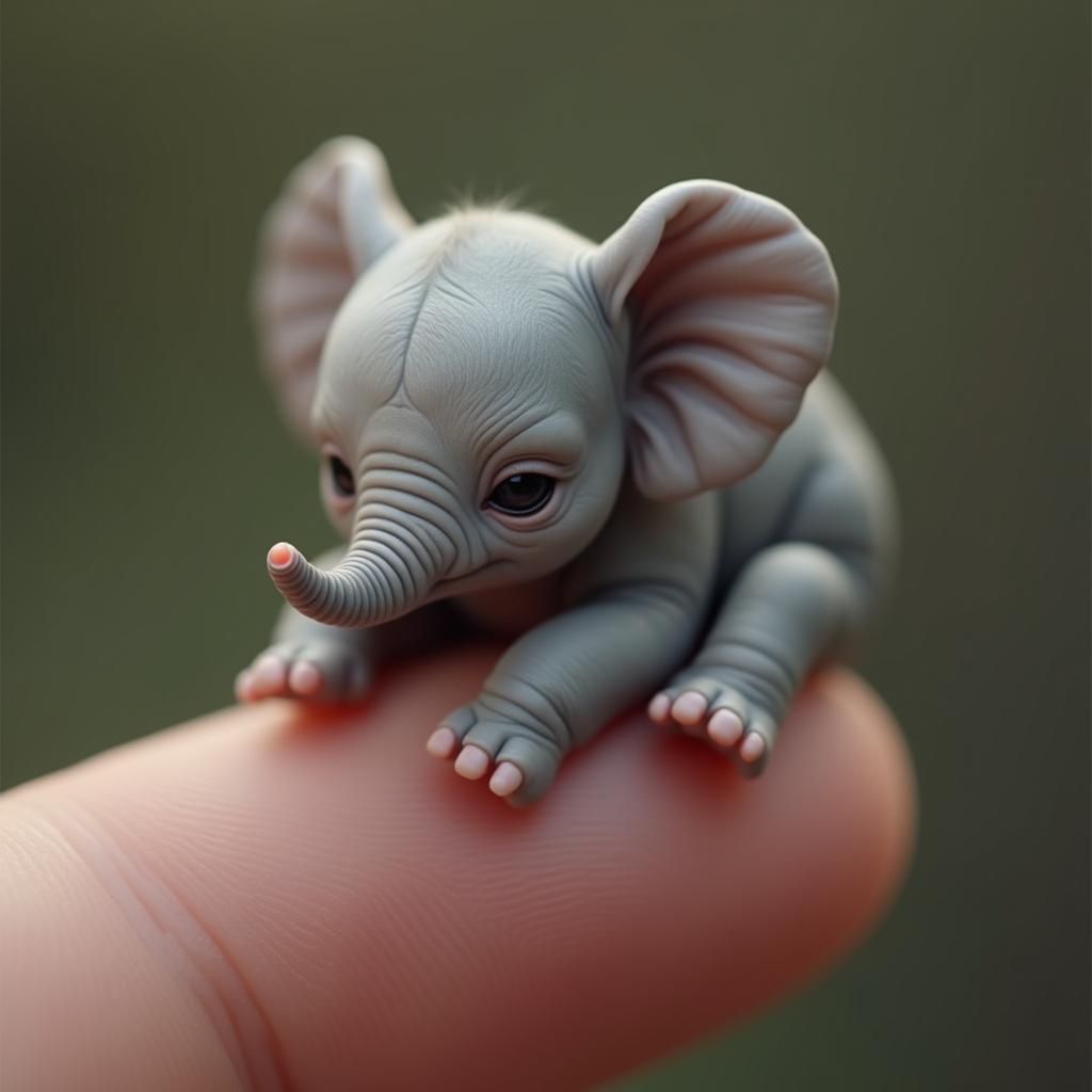Thumb-Sized Elephant in a Whimsical Fantasy World