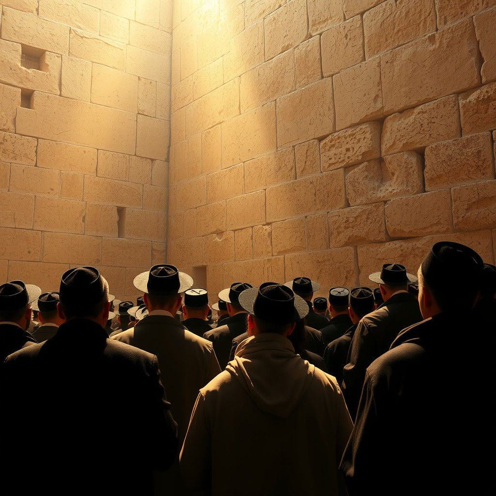 Hasidic Jews Praying at Western Wall