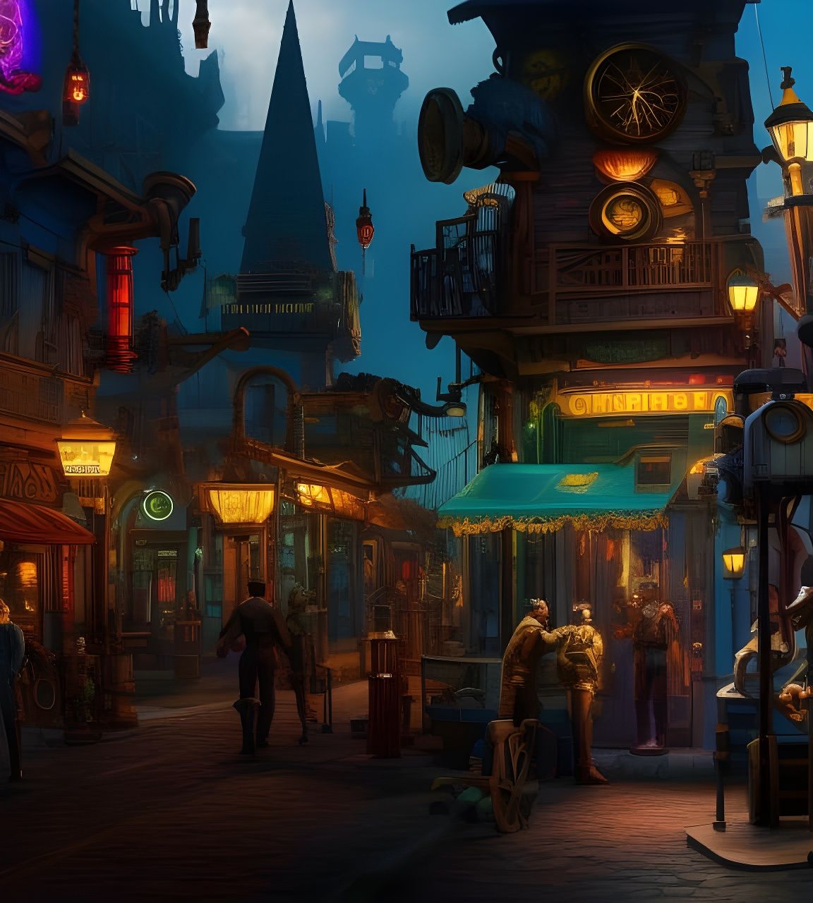 Colorful Steampunk Main Street