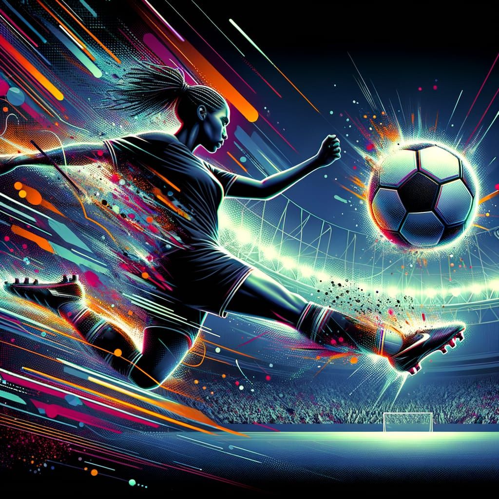 Dynamic Soccer Poster: Player Kicks Exploding Ball