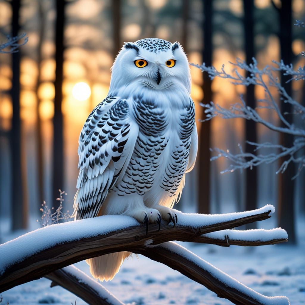 Majestic Snowy Owl Under Aurora Borealis
