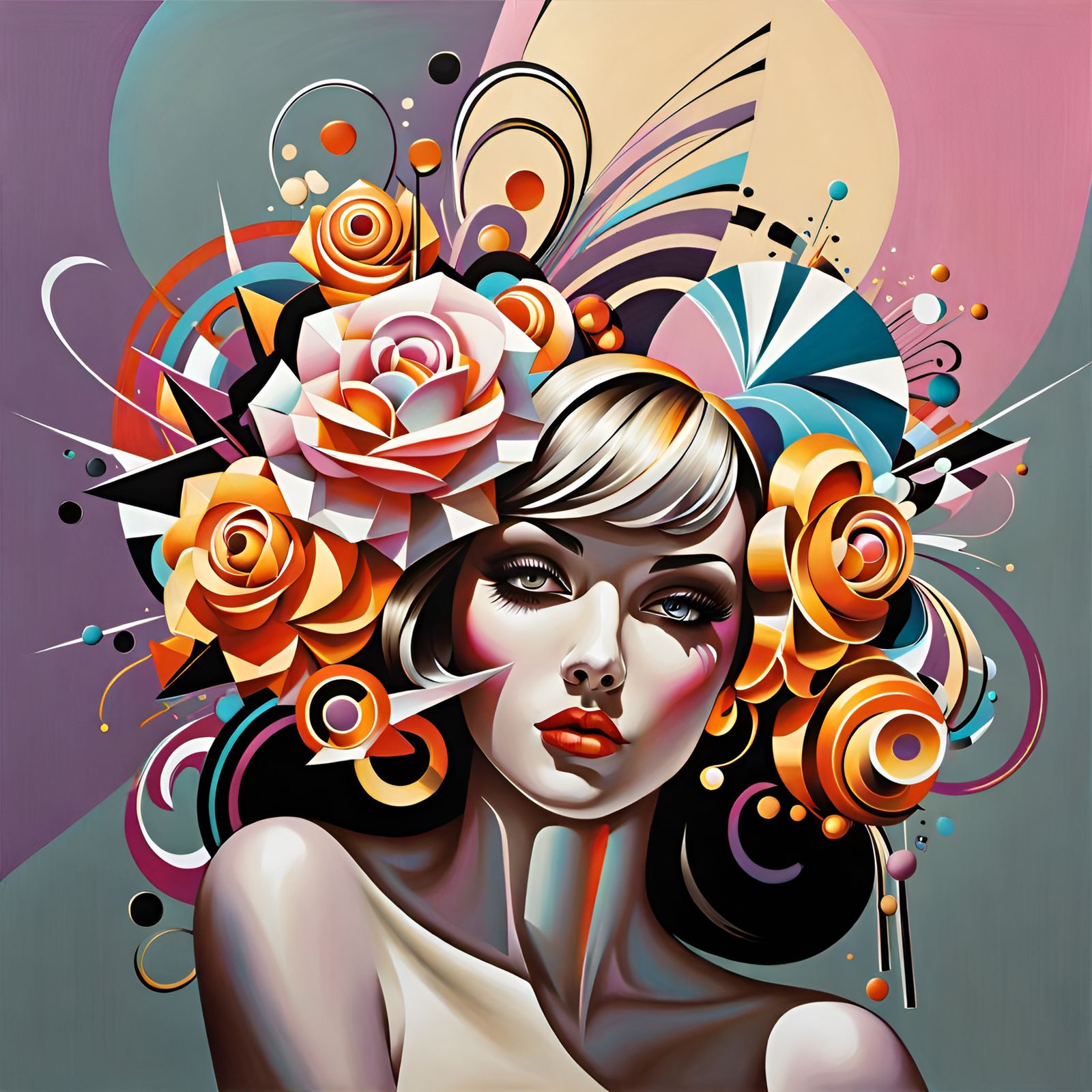 Art Deco Geometric Design in Pastel Colors