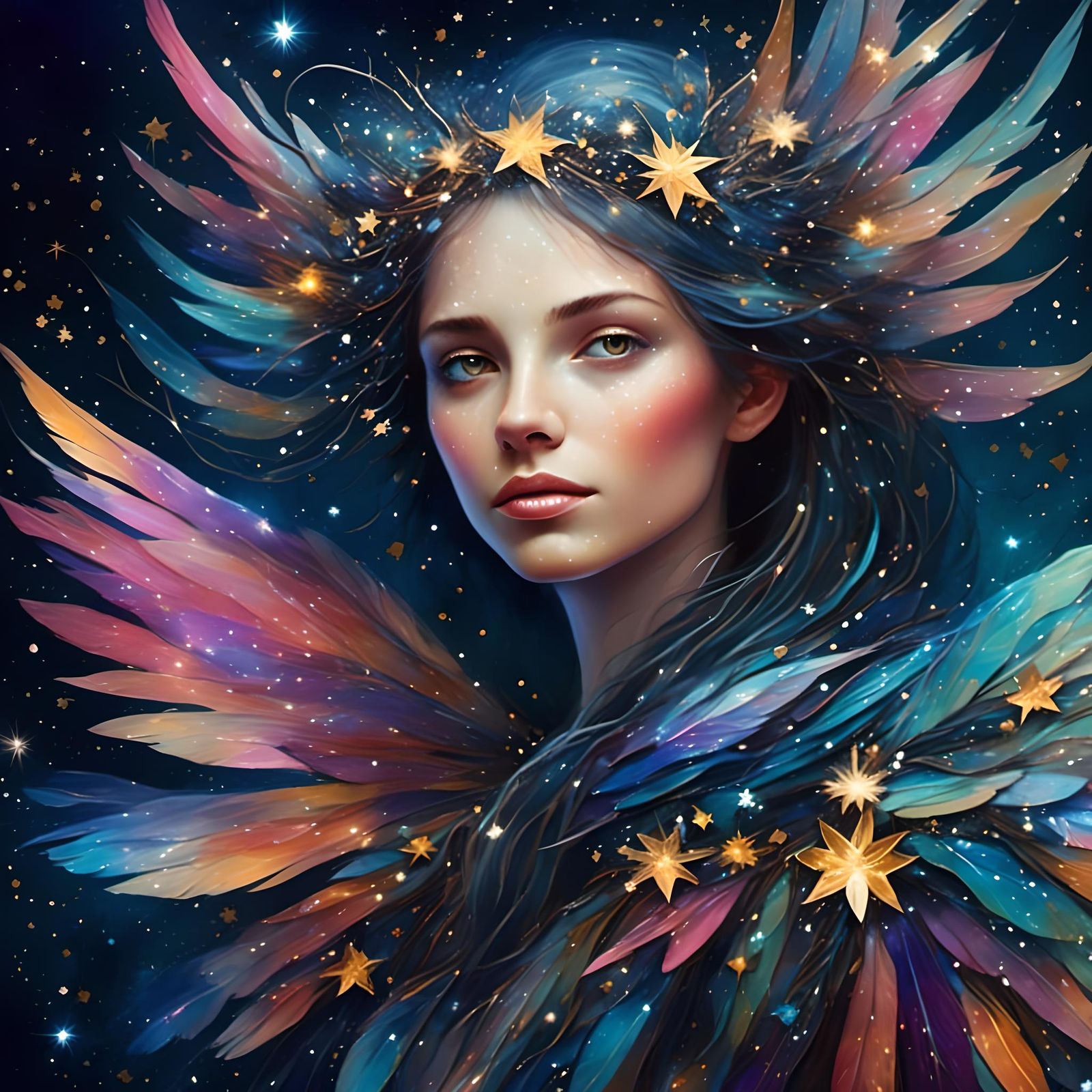 Fantasy Feathered Fairy in Magical World