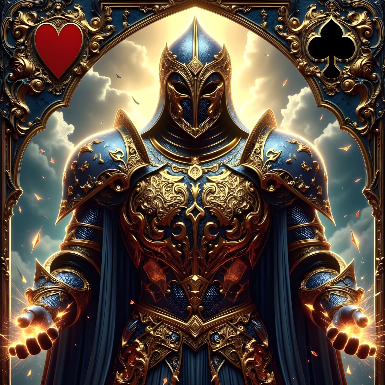 Surreal Black Knight in Armor, a Mysterious Card