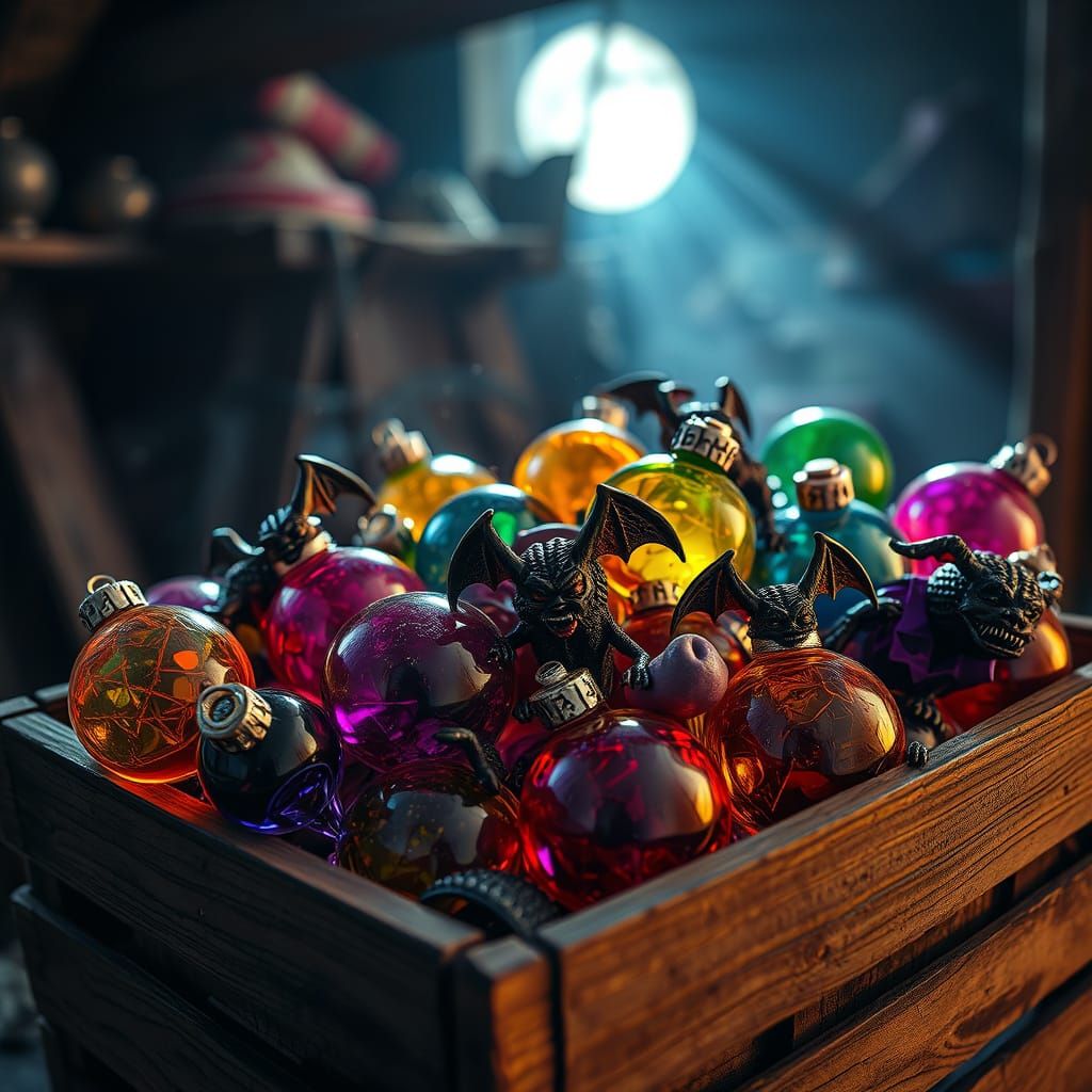 Demonic Devils Hatching From Cracked Glass Baubles