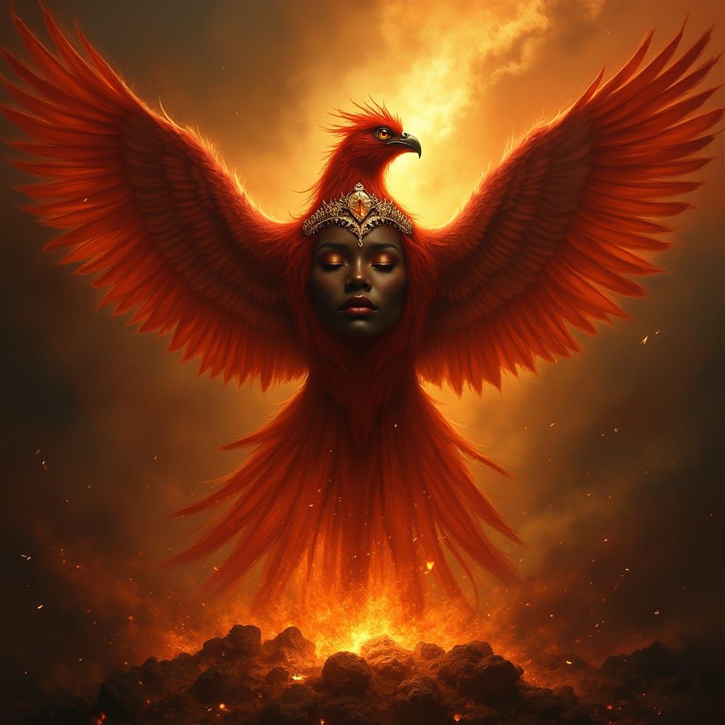 Regal Phoenix Queen Crowned in Light