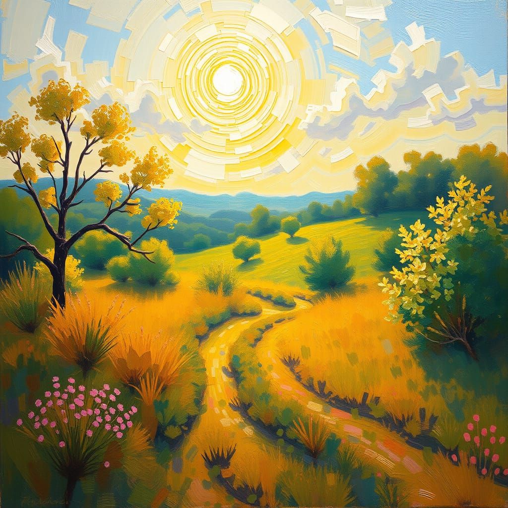 Impressionistic Landscape in Golden Light