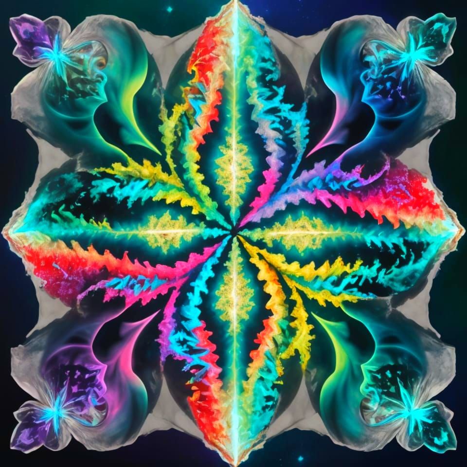 Vibrant Cosmic Fractal Art in Icy Teal Hues