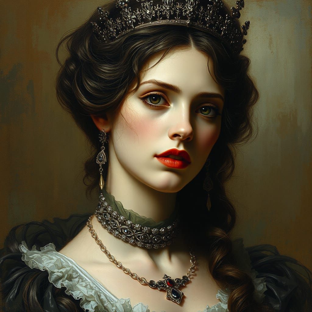 Ethereal Vampire Princess in Rich Oil Paintings