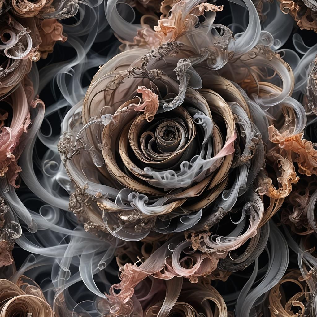 Smoky Rose: Hyperrealistic Glass Glimmer Art