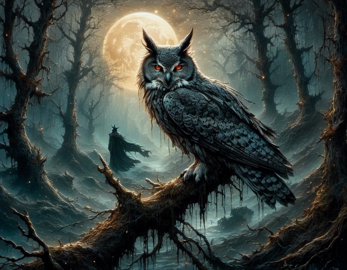 Enchanting Whispers: Thick Oil Painting of Moonlit Forest