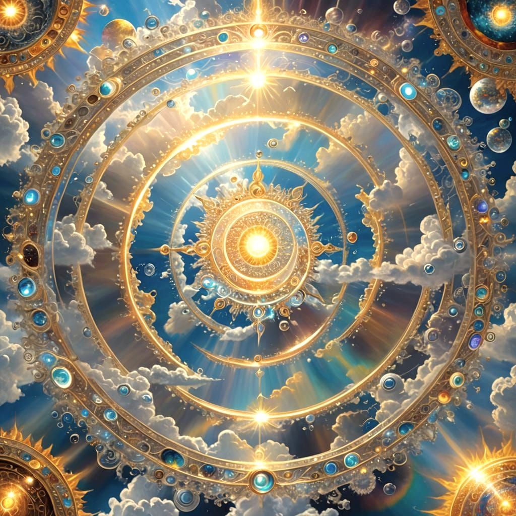 Opalescent Sky Spell Circles with Energy Lasers