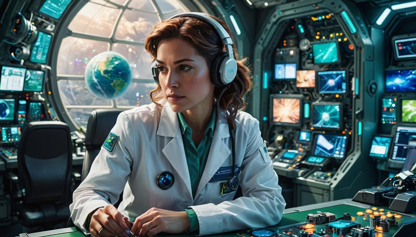 Female Scientist on Space Station Concept Art