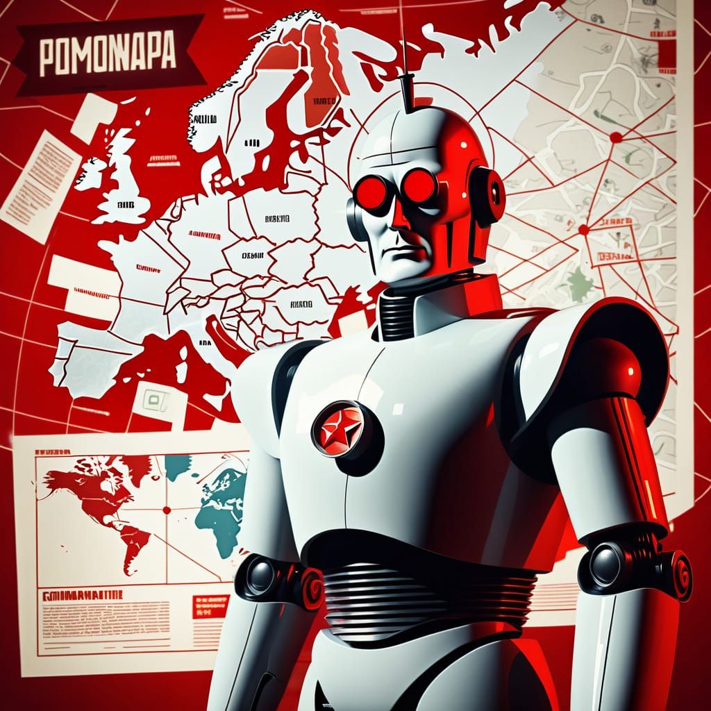 Robot General in Soviet Movie Poster Style