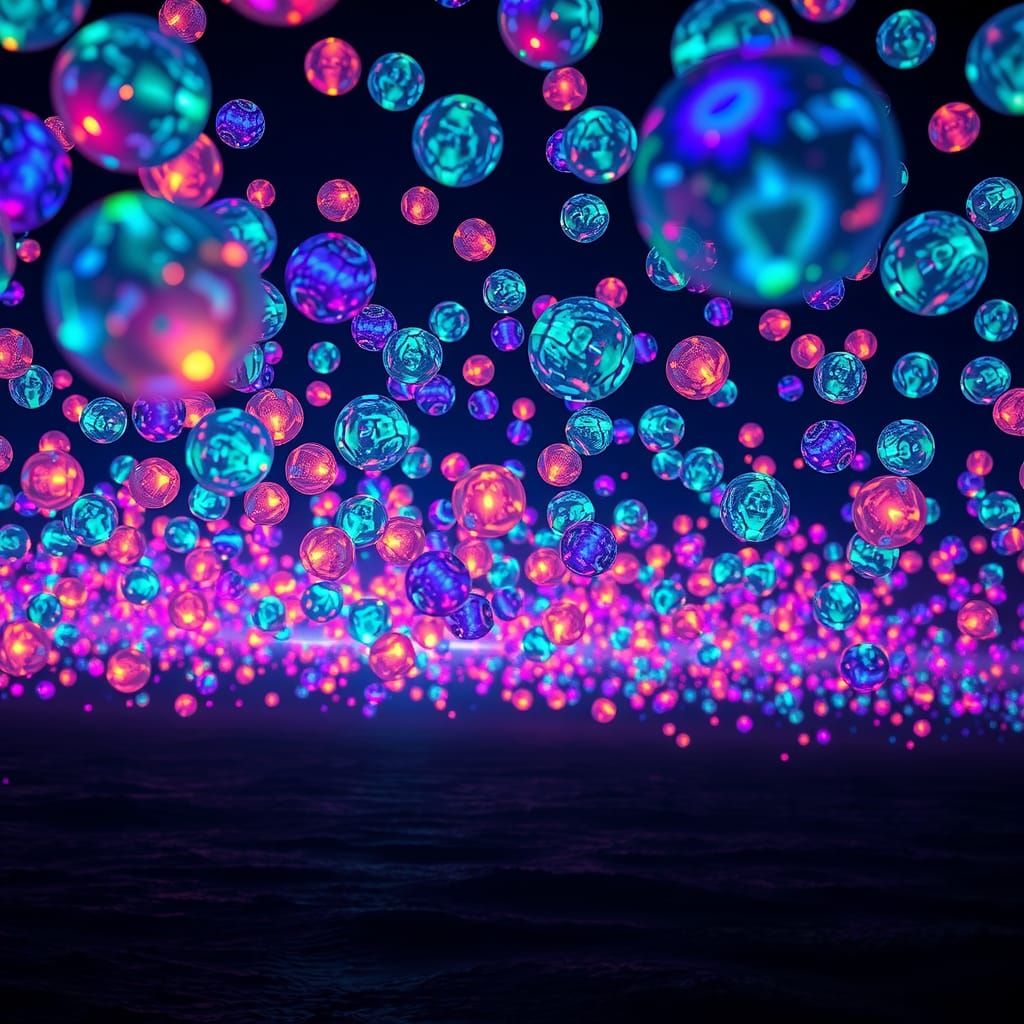 Luminous Orbs Over Ocean at Dusk, Aurora Borealis