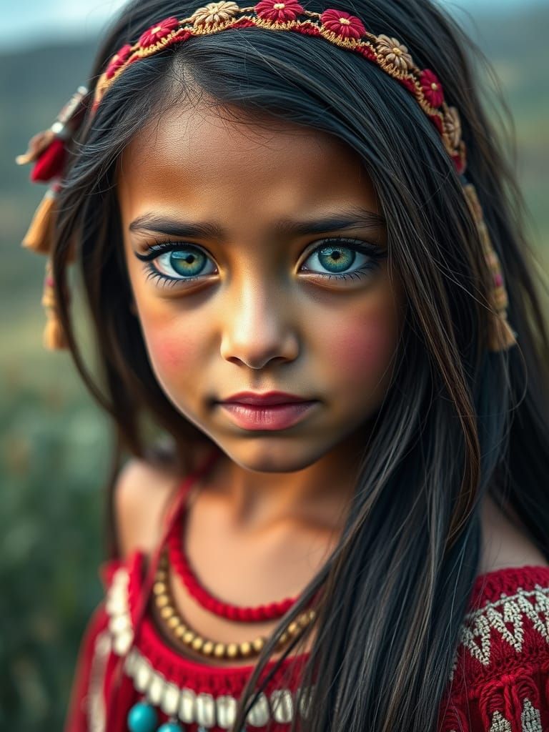 Portrait of a Majestic Mexican Warrior Maiden