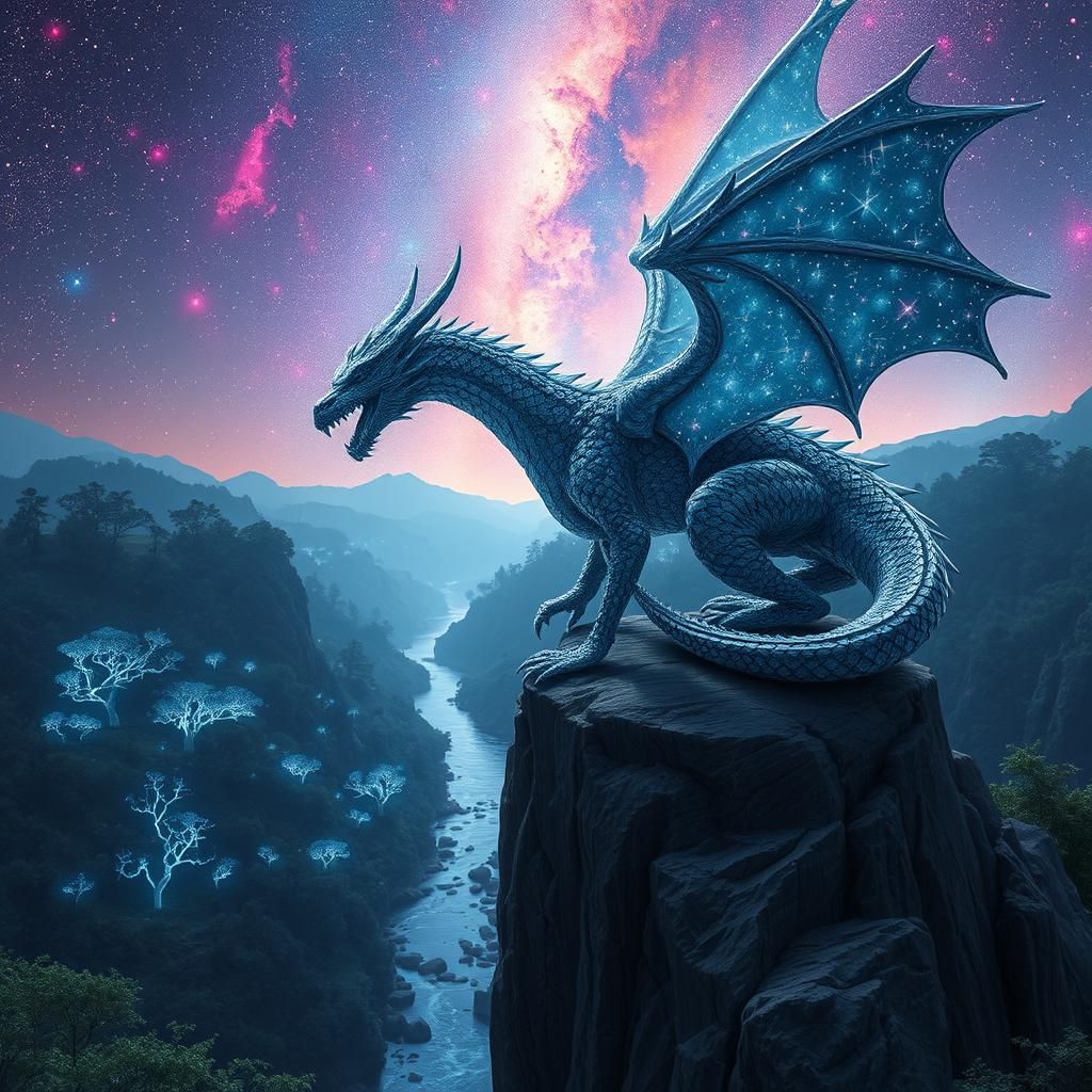 Diamond Dragon Overlooking Bioluminescent Valley