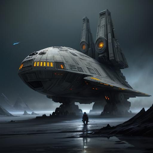 Star Wars Spaceship in Siberia, Dark Fantasy Concept Art