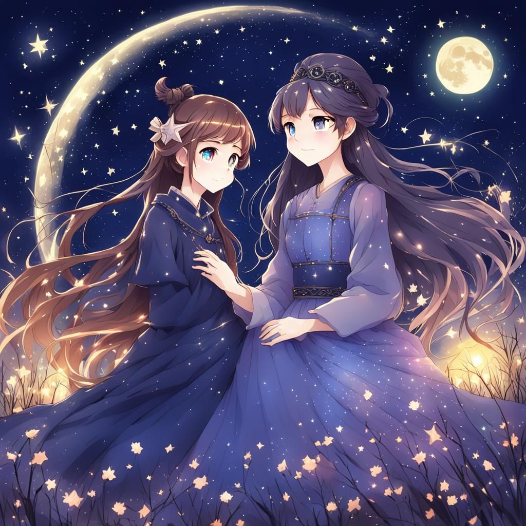 Princess and Witch Mother in Anime Style