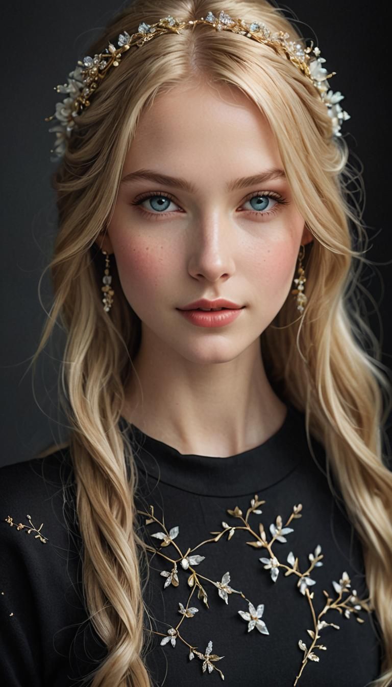 Radiant Beauty with Golden Hair Portrait