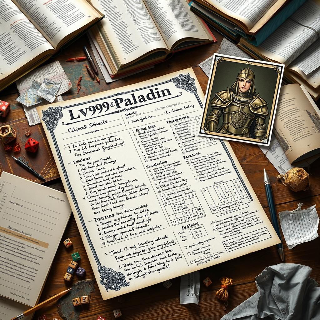 D&D Paladin Character Sheet: Digital Art Illustration