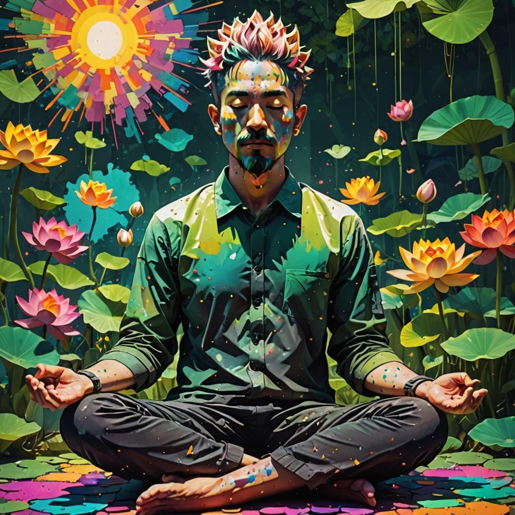 Enigmatic Meditator Lost in Visceral Dreamscape