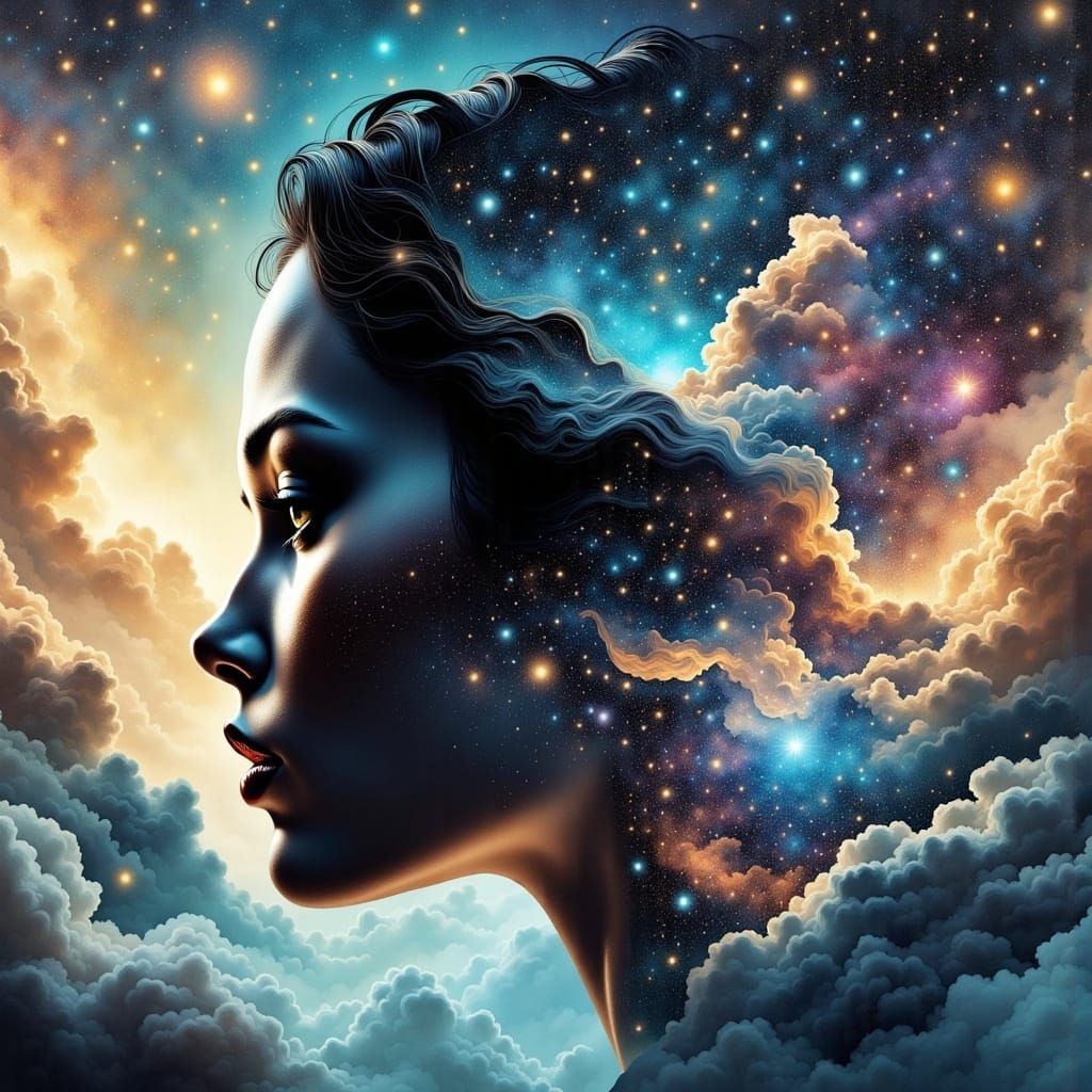 Ethereal Cosmic Goddess in Vibrant Astral Harmony