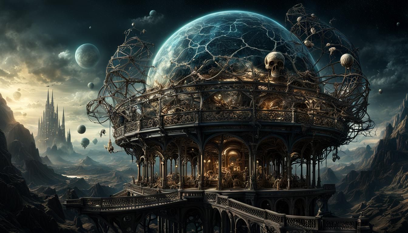 Dramatic Orrery of Bones Digital Matte Painting