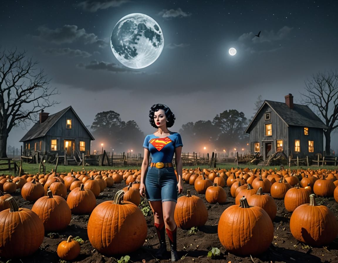 Betty Boop Superheroes tend Pumpkin Patch