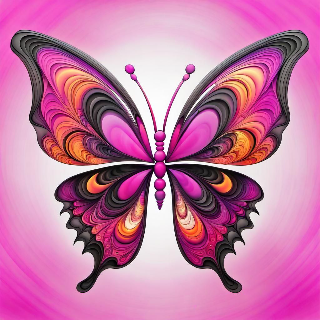 Abstract Butterfly with Fractal Wings in 3D
