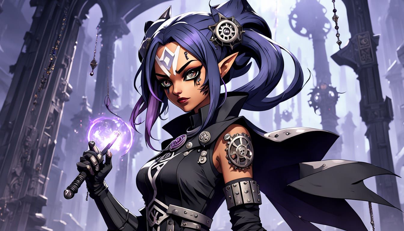 Goth Ahsoka Tano in Anime Steampunk Style