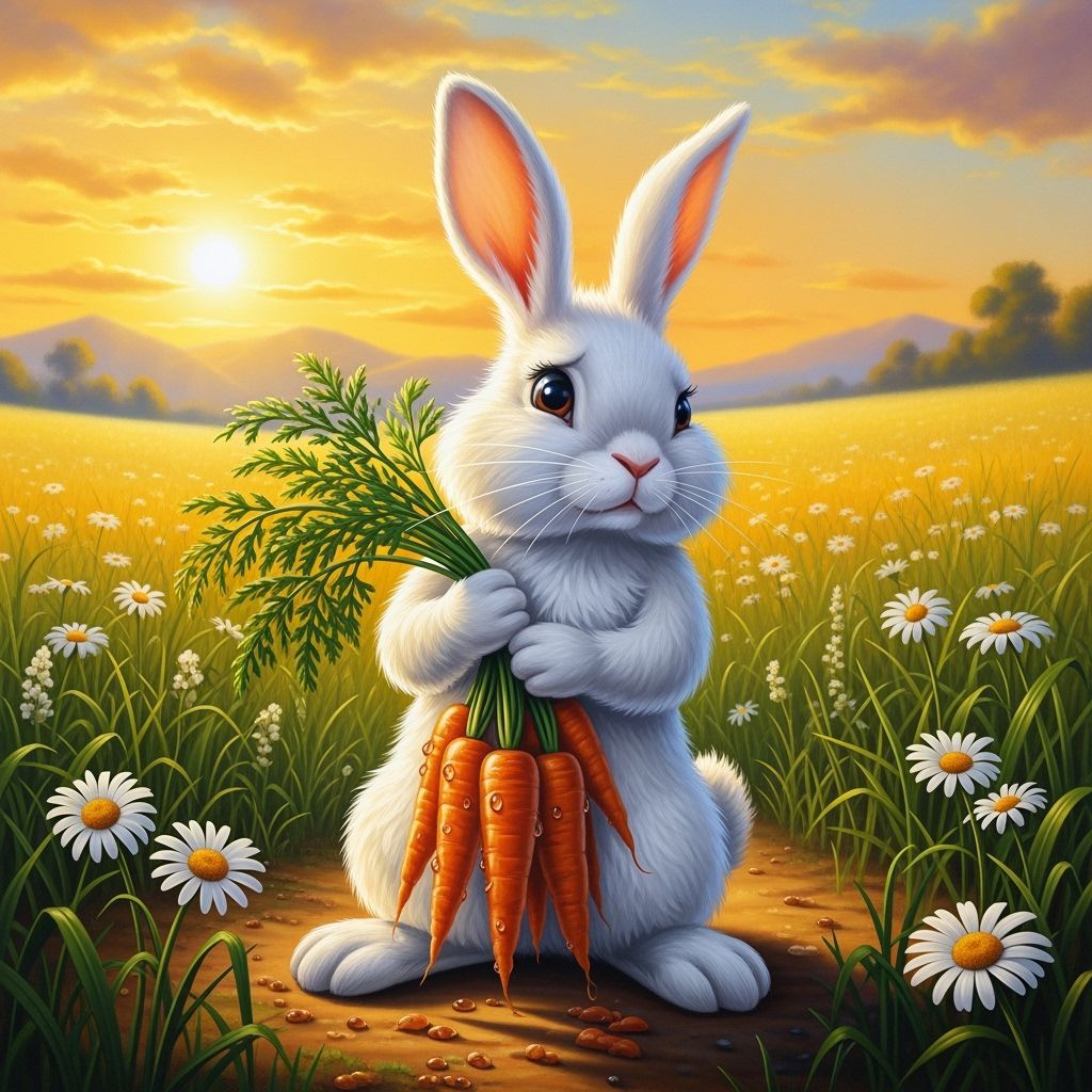 Fluffy Rabbit Steals Carrots In Hyperdetailed Airbrush Art