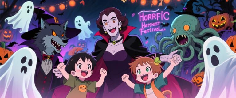 Vimpere Family Enjoys Spooky Harvest Festival in Anime Style