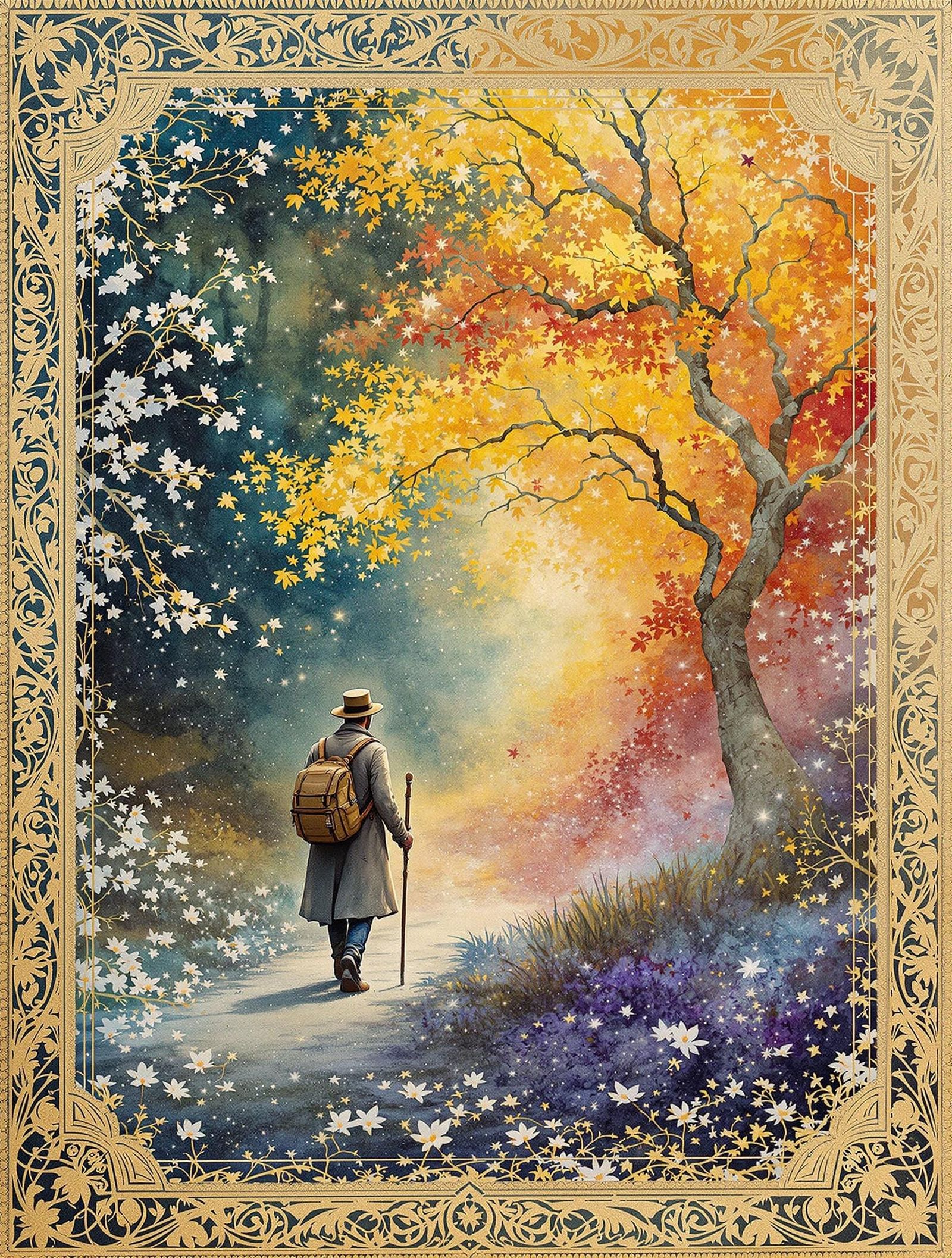 Ethereal Watercolor Landscape in Timeless Tranquility