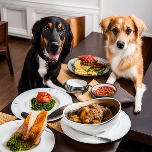 Dogs at Dinner Table
