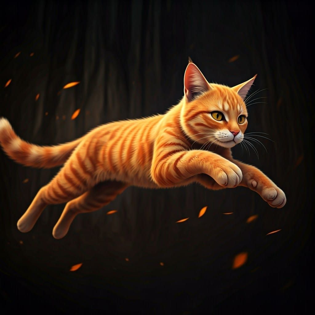Fierce Feline Leaping Through Flames