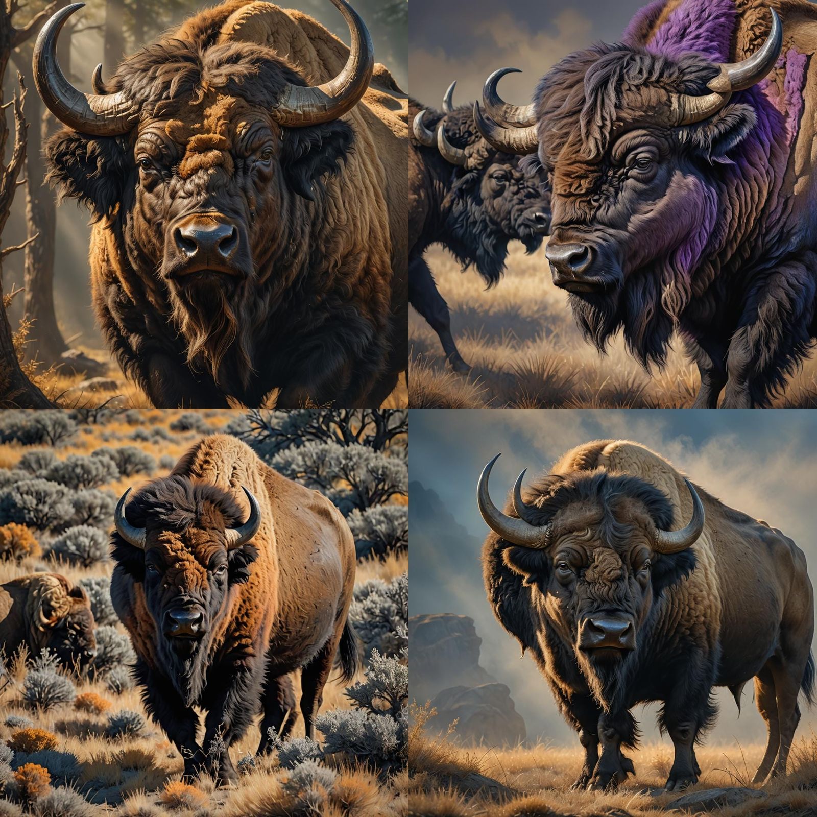 Detailed Buffalo Portrait in Digital Art Style