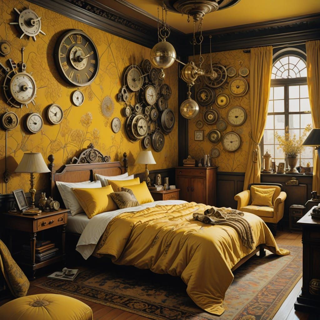 Whimsical Victorian-Era Bedroom with Industrial Steampunk Ac...