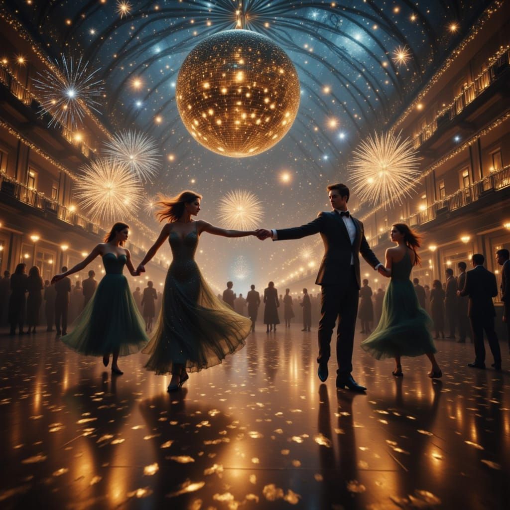 Ballroom Dance Under Midnight New Year's Ball