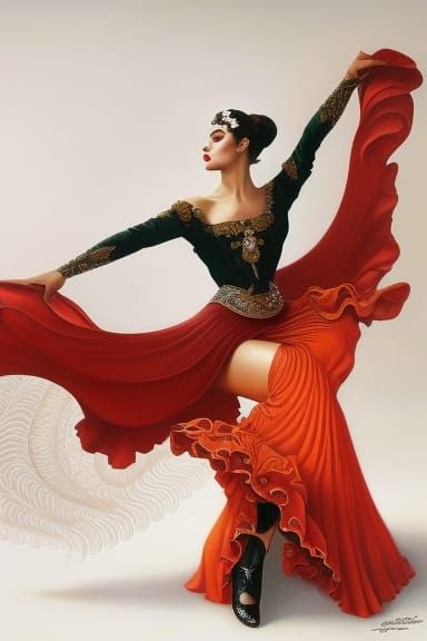 Surreal Flamenco Dancer in Intricate Dress