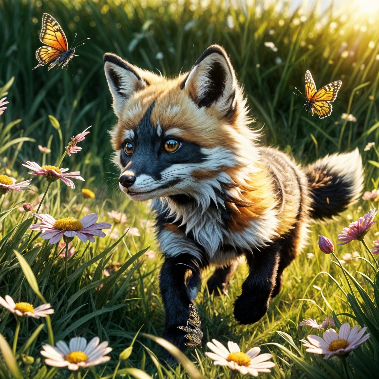 Fox Kit and Butterfly: Matte Painting in 8K