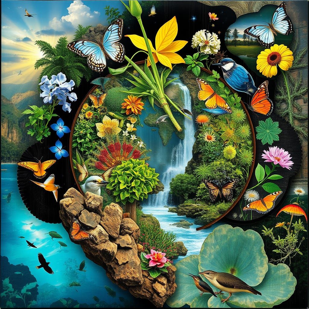 Brilliant Biophilic Art collage, Photos blended from around the world