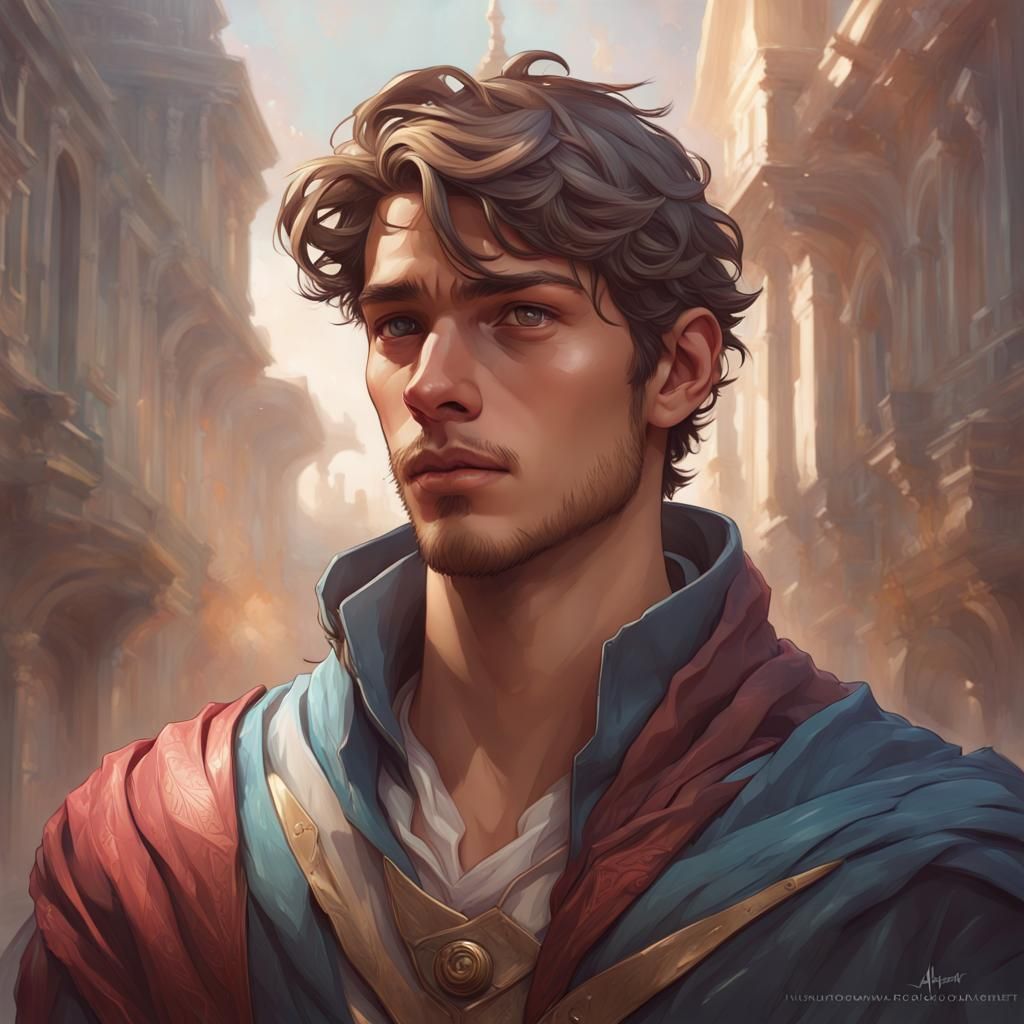Young Man's Heroic Journey: Hyperdetailed Portrait