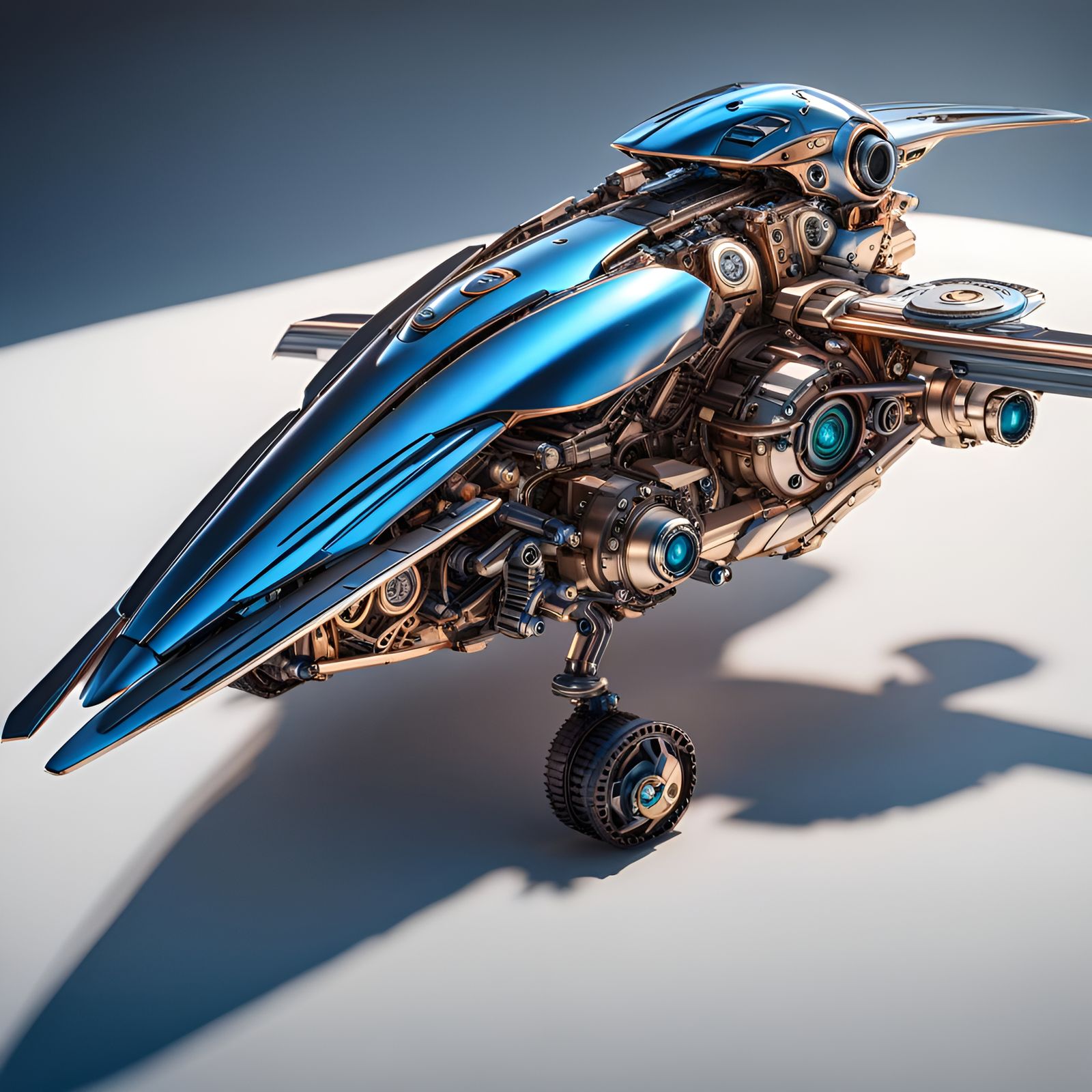 Futuristic Robotic Bluebird with Intricate Mech Details