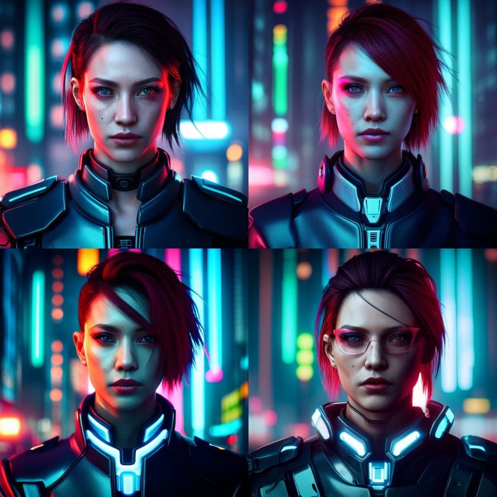 Hi-Tech Cyberpunk Cyborg Headshot in Neon Tokyo