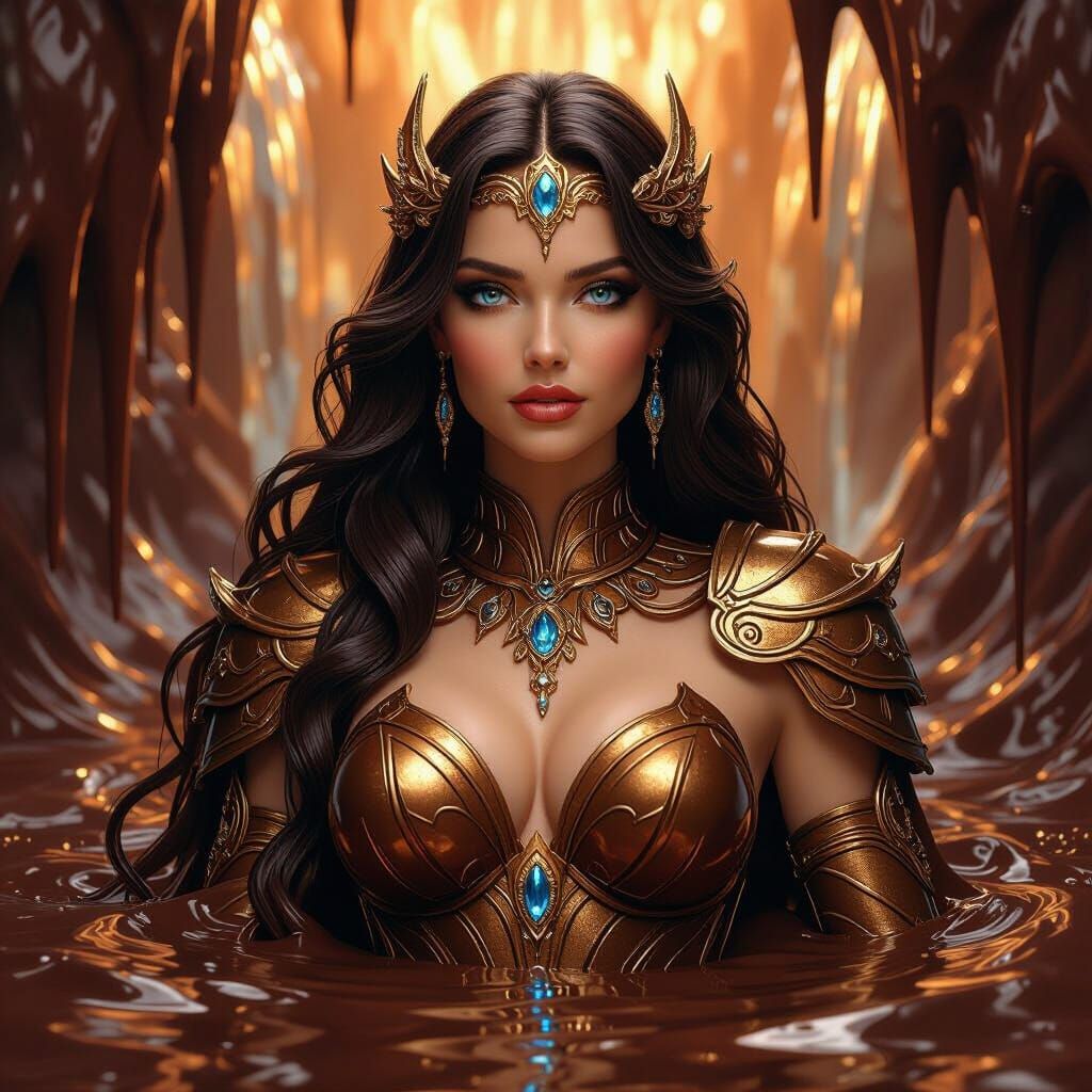 Chocolate Goddess Emerges from Molten Waterfall