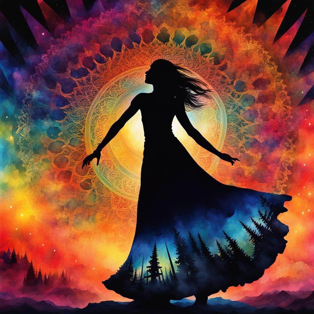 Stylized Watercolor of Solstice Celebration Dance